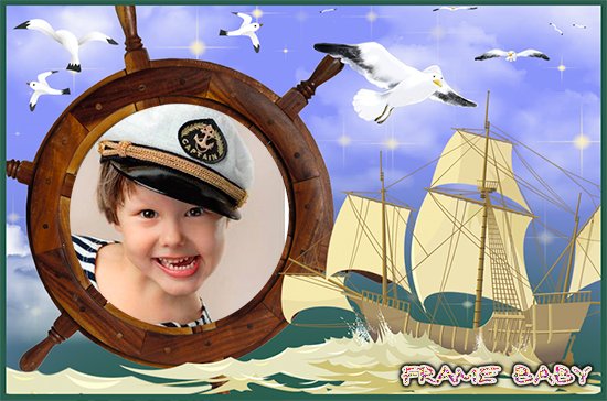 Рамка для мальчика морская Юный капитан, сделать в онлайн