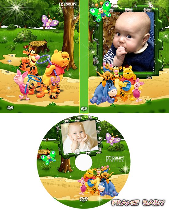 Обложка для диска и задувка на ДВД Семейный архив с Винни, сделать онлайн