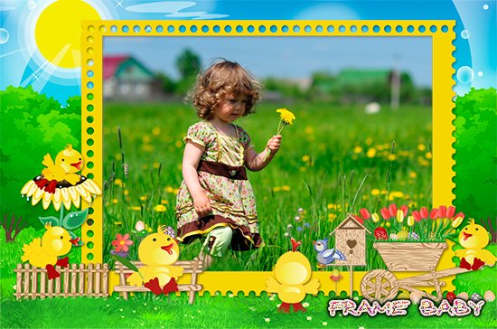 Летние развлечения для цыплят, летние фоторамки деткам  онлайн