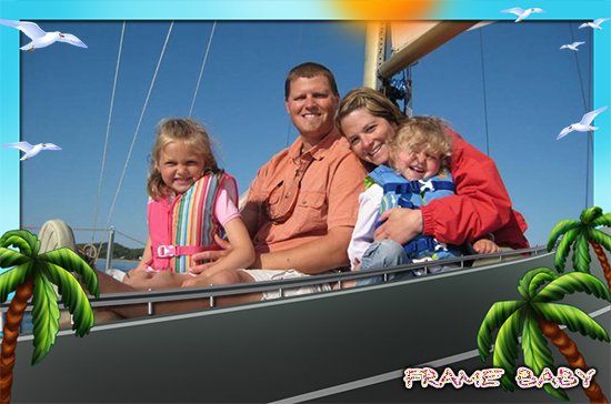 Путешествие на море всей семьёй, оформить фото в рамку онлайн