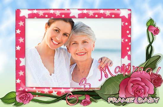 Открытка с розовыми розами к 8 марта для любимой мамочки, онлайн фотошоп